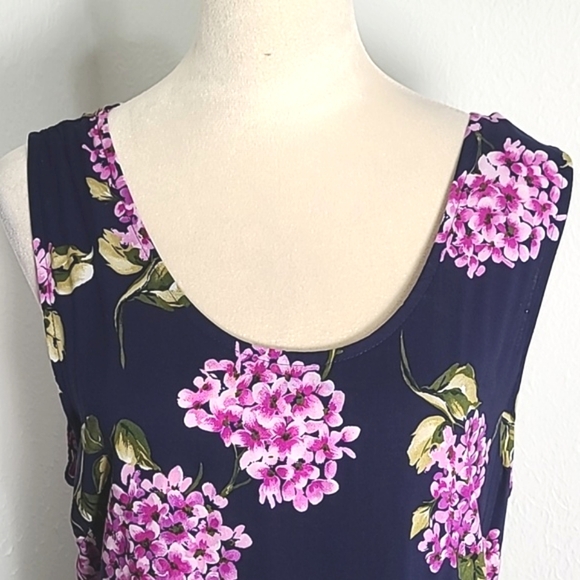 Expressions Sleeveless Maxi- Dress, Navy with Purple Flowers, Size 18 - Picture 3 of 9